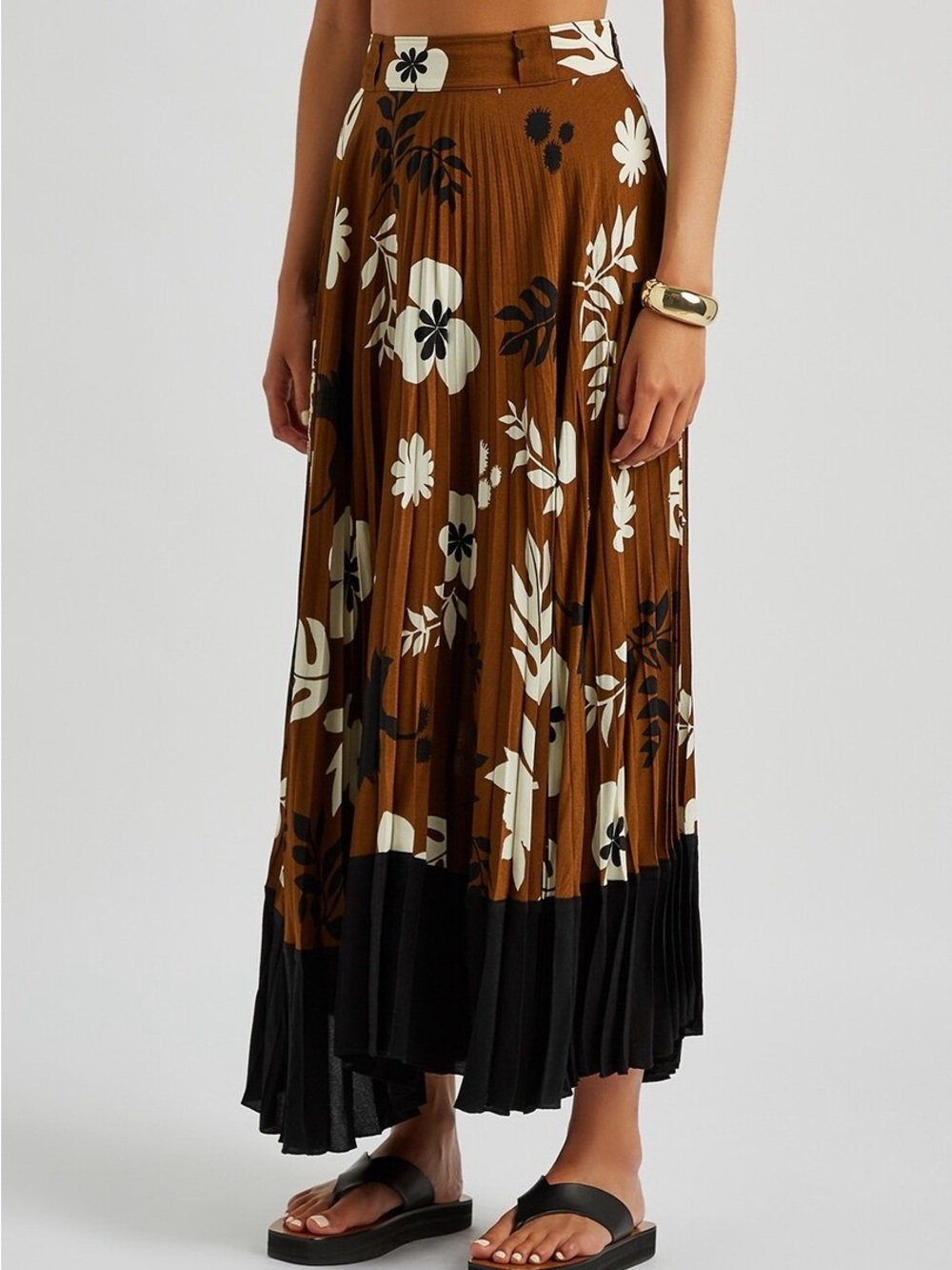 Racil Mara Floral Printed Pleated Midi Skirt  Size 34